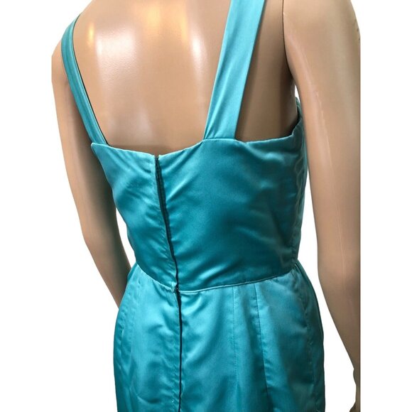 SOLD Vintage 1950s/60s Cyan Blue Maxi Wiggle Dress - Picture 5 of 11